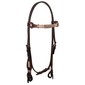 2902 DK: Headstall Flat Rawhide w/Chevron Rawhide