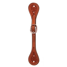 9191: Tooled Chestnut Leather Spur Strap